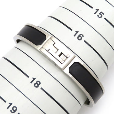 エルメス HERMES バングル ジェット ブラック×シルバー メタル エナメル ブレスレット H