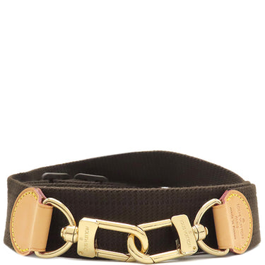 ルイヴィトン LOUIS VUITTON 139cm ブラウン コットン ショルダーストラップ ゴールド金具 茶