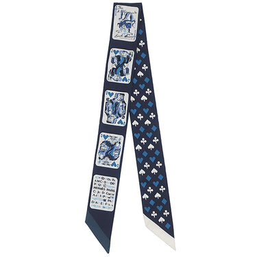 エルメス HERMES ツイリー マリン×ペトロール×ホワイト シルク スカーフ 【JEU DE CARTES/ジュー ドゥ カルト】