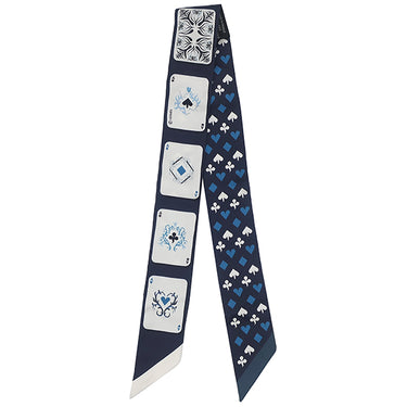 エルメス HERMES ツイリー マリン×ペトロール×ホワイト シルク スカーフ 【JEU DE CARTES/ジュー ドゥ カルト】