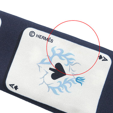 エルメス HERMES ツイリー マリン×ペトロール×ホワイト シルク スカーフ 【JEU DE CARTES/ジュー ドゥ カルト】