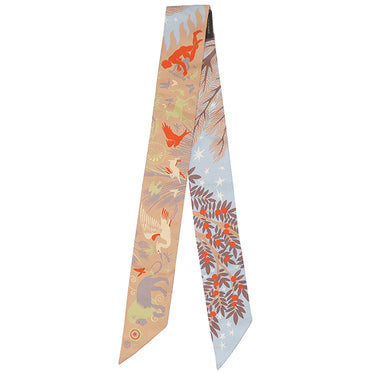 エルメス HERMES ツイリー シエル×ベージュローズ×ヴァーミリオン シルク スカーフ 【LE CHARME D'ORPHEE/オルフェウスの魅力に誘われて】