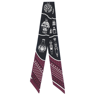 エルメス HERMES ツイリー プルーン×ブラック×ホワイト シルク スカーフ 【LES FLACONS BANDANA/香水瓶】