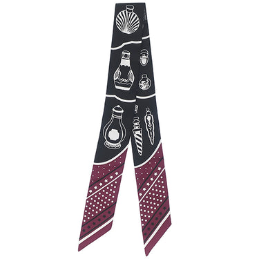 エルメス HERMES ツイリー プルーン×ブラック×ホワイト シルク スカーフ 【LES FLACONS BANDANA/香水瓶】