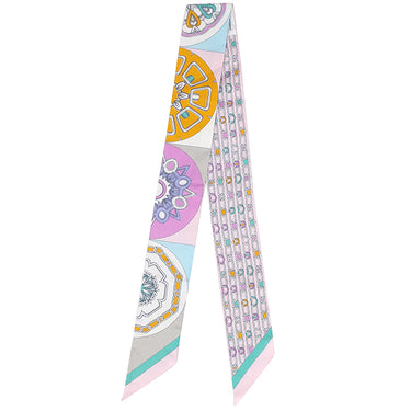エルメス HERMES ツイリー ピンク×ターコイズ×マルチカラー シルク スカーフ 【L'EFFET KALEIDOSCOPE/カレイドスコープ エフェクト】
