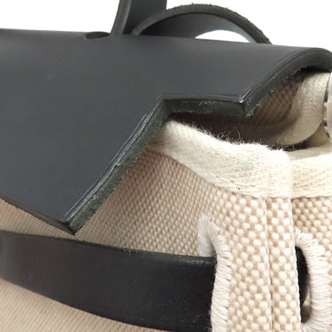 エルメス HERMES エールバッグPM 31 ナチュラル×ブラック トワルアッシュ トワルオフィシエ ヴァッシュハンター 2WAYバッグ マットシルバー金具 黒