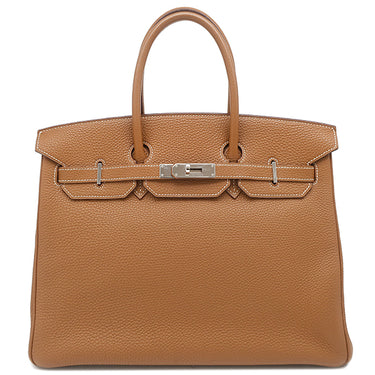 エルメス HERMES バーキン35 ゴールド トゴ ハンドバッグ シルバー金具 茶 ※カデナ2015年製造