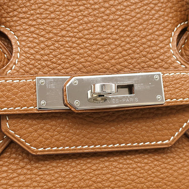 エルメス HERMES バーキン35 ゴールド トゴ ハンドバッグ シルバー金具 茶 ※カデナ2015年製造