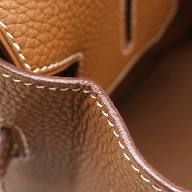 エルメス HERMES バーキン35 ゴールド トゴ ハンドバッグ シルバー金具 茶 ※カデナ2015年製造