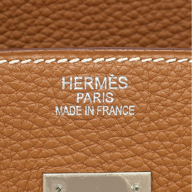 エルメス HERMES バーキン35 ゴールド トゴ ハンドバッグ シルバー金具 茶 ※カデナ2015年製造
