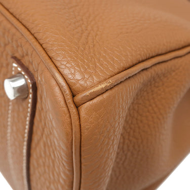 エルメス HERMES バーキン35 ゴールド トゴ ハンドバッグ シルバー金具 茶 ※カデナ2015年製造