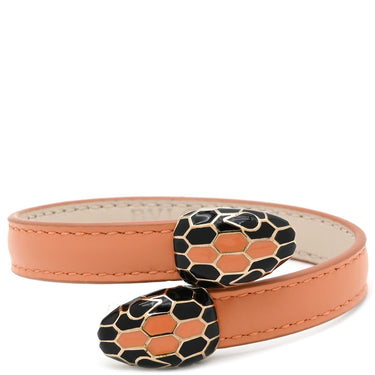 ブルガリ BVLGARI セルペンティ フォーエバー レザー ブレス サーモンピンク レザー メタル ブレスレット ゴールド金具 スネーク 蛇