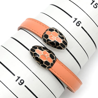 ブルガリ BVLGARI セルペンティ フォーエバー レザー ブレス サーモンピンク レザー メタル ブレスレット ゴールド金具 スネーク 蛇