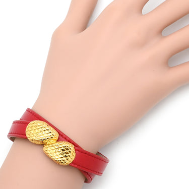 ブルガリ BVLGARI セルペンティ フォーエバー レザー ブレス レッド レザー メタル ブレスレット ゴールド金具 赤 スネーク 蛇