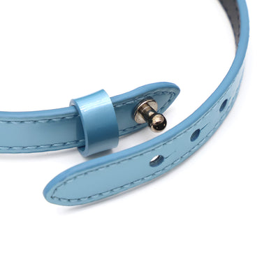 ブルガリ BVLGARI セルペンティ フォーエバー レザー ブレス ライトブルー レザー メタル ブレスレット シルバー金具 水色 スネーク 蛇