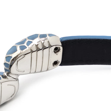 ブルガリ BVLGARI セルペンティ フォーエバー レザー ブレス ライトブルー レザー メタル ブレスレット シルバー金具 水色 スネーク 蛇