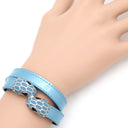 ブルガリ BVLGARI セルペンティ フォーエバー レザー ブレス ライトブルー レザー メタル ブレスレット シルバー金具 水色 スネーク 蛇
