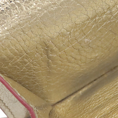 ミュウミュウ MIU MIU MADRAS LOVE マドラス ラブ 5MH021 ゴールド×レッド レザー 三つ折り財布 ゴールド金具 金 赤 コンパクト