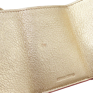 ミュウミュウ MIU MIU MADRAS LOVE マドラス ラブ 5MH021 ゴールド×レッド レザー 三つ折り財布 ゴールド金具 金 赤 コンパクト