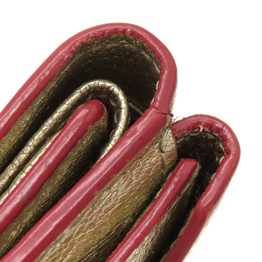 ミュウミュウ MIU MIU MADRAS LOVE マドラス ラブ 5MH021 ゴールド×レッド レザー 三つ折り財布 ゴールド金具 金 赤 コンパクト