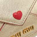 ミュウミュウ MIU MIU MADRAS LOVE マドラス ラブ 5MH021 ゴールド×レッド レザー 三つ折り財布 ゴールド金具 金 赤 コンパクト
