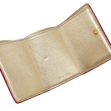 ミュウミュウ MIU MIU MADRAS LOVE マドラス ラブ 5MH021 ゴールド×レッド レザー 三つ折り財布 ゴールド金具 金 赤 コンパクト