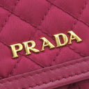 プラダ PRADA テスート キルティング ウォレット 1MH132 IBISCO ナイロン 長財布 ゴールド金具 赤 二つ折り ロゴ パスケース欠品