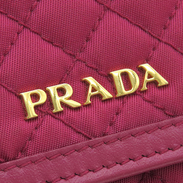 プラダ PRADA テスート キルティング ウォレット 1MH132 IBISCO ナイロン 長財布 ゴールド金具 赤 二つ折り ロゴ パスケース欠品