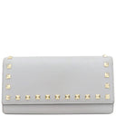 ヴァレンティノ VALENTINO ロックスタッズ グレー レザー 長財布 ゴールド金具