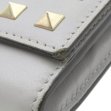 ヴァレンティノ VALENTINO ロックスタッズ グレー レザー 長財布 ゴールド金具