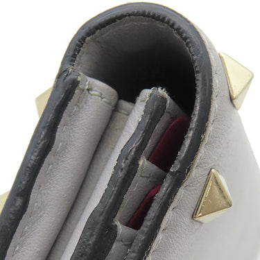 ヴァレンティノ VALENTINO ロックスタッズ グレー レザー 長財布 ゴールド金具