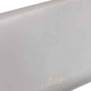 ヴァレンティノ VALENTINO ロックスタッズ グレー レザー 長財布 ゴールド金具