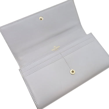 ヴァレンティノ VALENTINO ロックスタッズ グレー レザー 長財布 ゴールド金具