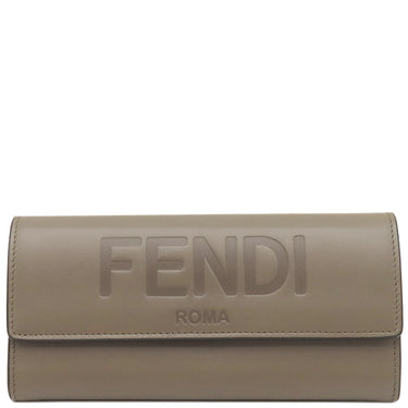 フェンディ FENDI FENDI ROMA ロゴ 8MO251 TARTUFO レザー 長財布 ゴールド金具 グレージュ
