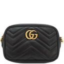 グッチ GUCCI GGマーモント ミニ カメラバッグ 448065 ブラック レザー ショルダーバッグ シルバー金具 黒 チェーンショルダー