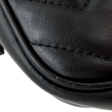 グッチ GUCCI GGマーモント ミニ カメラバッグ 448065 ブラック レザー ショルダーバッグ シルバー金具 黒 チェーンショルダー