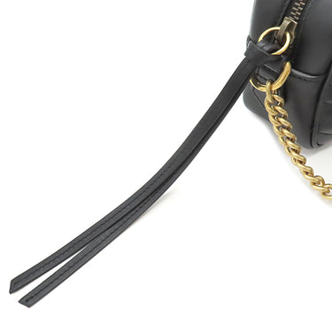グッチ GUCCI GGマーモント ミニ カメラバッグ 448065 ブラック レザー ショルダーバッグ シルバー金具 黒 チェーンショルダー