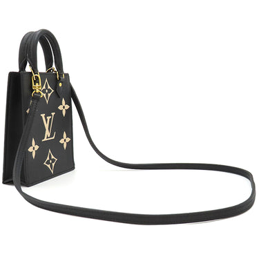 ルイヴィトン LOUIS VUITTON プティット サックプラ M81416 ブラック×ベージュ バイカラーモノグラムアンプラント 2WAYバッグ ゴールド金具 黒 ショルダー