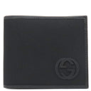 グッチ GUCCI インターロッキング G 181683 ブラック レザー ナイロンキャンバス 二つ折り財布 黒