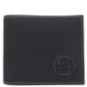 グッチ GUCCI インターロッキング G 181683 ブラック レザー ナイロンキャンバス 二つ折り財布 黒