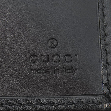 グッチ GUCCI インターロッキング G 181683 ブラック レザー ナイロンキャンバス 二つ折り財布 黒