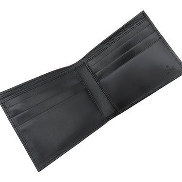 グッチ GUCCI インターロッキング G 181683 ブラック レザー ナイロンキャンバス 二つ折り財布 黒