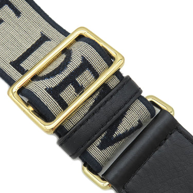 ロエベ LOEWE アナグラム ストラップ ネイビー×ブラック カーフ ジャガード ショルダーストラップ ゴールド金具 紺 黒 ベージュ