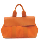 エルメス HERMES ヴァルパライソ PM オレンジ トワルシェブロン レザー ハンドバッグ シルバー金具