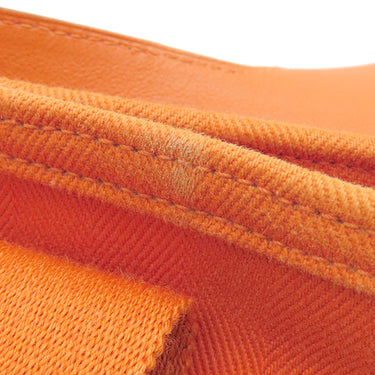 エルメス HERMES ヴァルパライソ PM オレンジ トワルシェブロン レザー ハンドバッグ シルバー金具