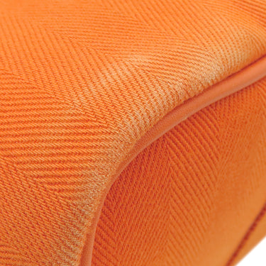 エルメス HERMES ヴァルパライソ PM オレンジ トワルシェブロン レザー ハンドバッグ シルバー金具