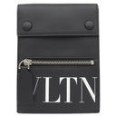 ヴァレンティノ VALENTINO VLTN ロゴ ネックポーチ UY2P0Q83LVN ブラック レザー ショルダーバッグ シルバー金具 ミニバッグ 黒