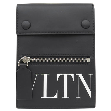 ヴァレンティノ VALENTINO VLTN ロゴ ネックポーチ UY2P0Q83LVN ブラック レザー ショルダーバッグ シルバー金具 ミニバッグ 黒