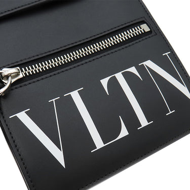 ヴァレンティノ VALENTINO VLTN ロゴ ネックポーチ UY2P0Q83LVN ブラック レザー ショルダーバッグ シルバー金具 ミニバッグ 黒