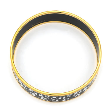 エルメス HERMES ガダルキヴィール エマイユ GM ブラックXホワイト GP 七宝焼き バングル ゴールド金具 ブレスレット 黒 白